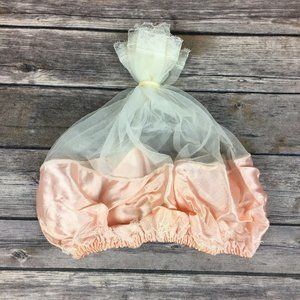 Vintage Women's Satin & Tulle Nightcap Peach